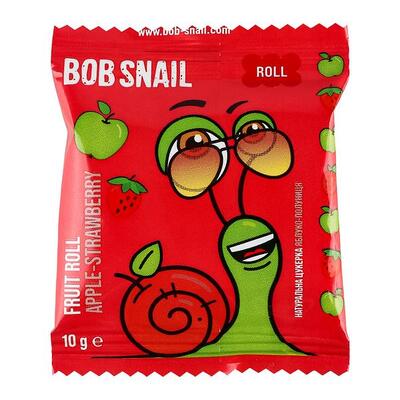 Конфеты Bob Snail Roll натуральные яблочно-клубничные, 10 г