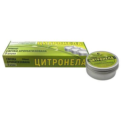 Свеча ароматизированная Киш-Комар! Цитронелла 80 г, 3 шт