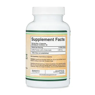 Бичача жовч Double Wood Ox Bile Acid Salts 1000 мг, 120 капсул