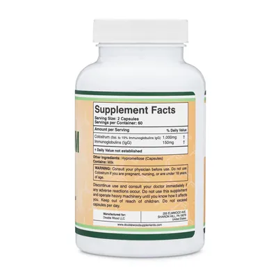 Молозиво Double Wood Colostrum 1000 мг, 120 капсул