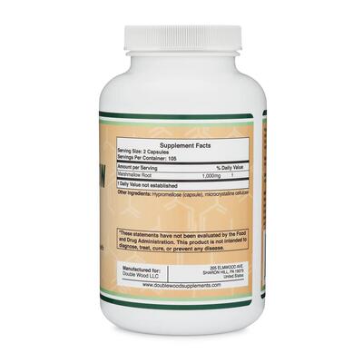Алтей корень Double Wood Marshmallow Root 1000 мг, 210 капсул