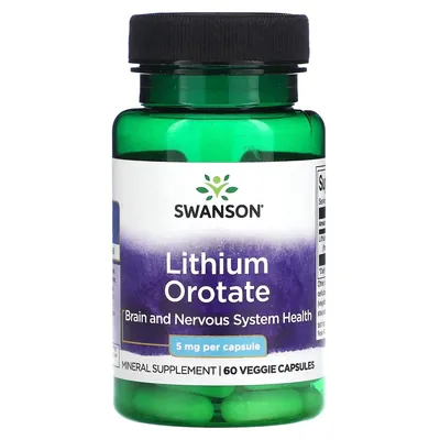 Літію оротат Swanson Lithium Orotate 5 мг, 60 капсул