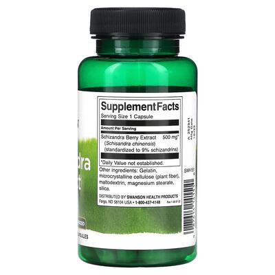 Экстракт лимонника Swanson Schizandra Standardized Extract 500 мг, 60 капсул
