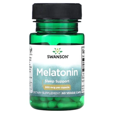 Мелатонін Swanson Melatonin 500 мкг Extra Low Dose, 60 капсул
