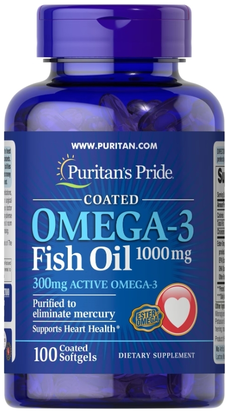 Омега-3 Puritan's Pride Omega-3 Fish Oil 1000 мг, 100 мягких капсул