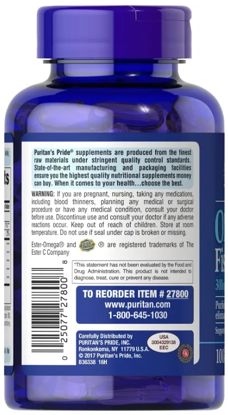 Омега-3 Puritan's Pride Omega-3 Fish Oil 1000 мг, 100 м'яких капсул