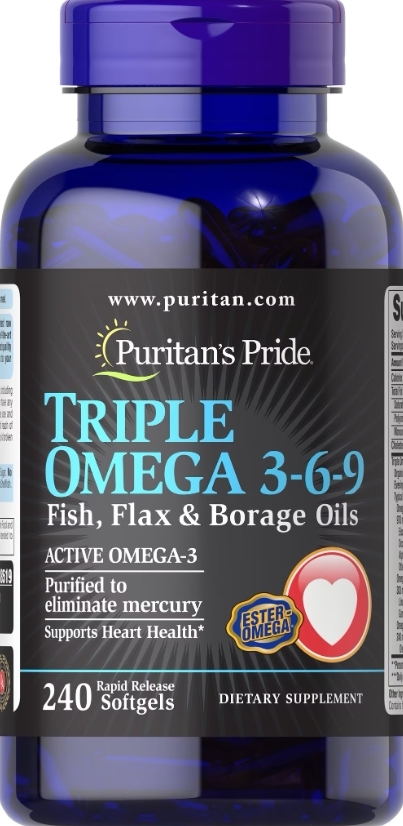 Омега 3-6-9 Puritan's Pride Triple Omega 3-6-9, 240 капсул