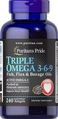 Омега 3-6-9 Puritan's Pride Triple Omega 3-6-9, 240 капсул