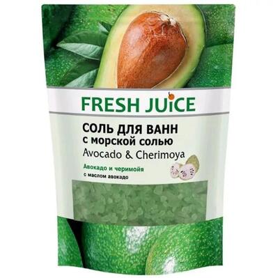 Сіль для ванн Fresh Juice Avocado & Cherimoya, дой-пак, 500 мл