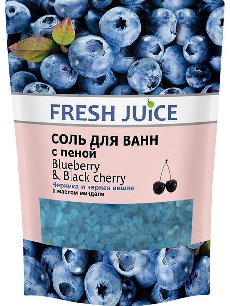 Соль для ванн Fresh Juice Blueberry & Black Cherry, дой-пак, 500 мл