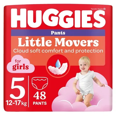 Підгузки-трусики Huggies Pants Little Movers для дівчаток розмір 5, 12-17 кг, 48 шт