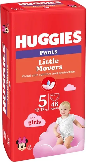 Підгузки-трусики Huggies Pants Little Movers для дівчаток розмір 5, 12-17 кг, 48 шт