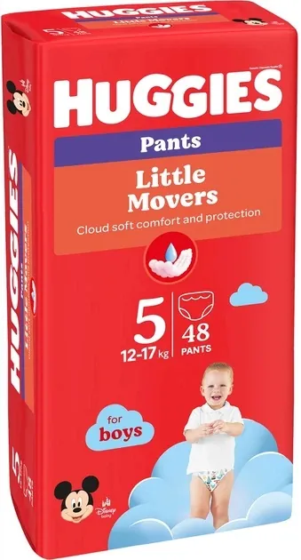 Підгузки-трусики Huggies Pants Little Movers для хлопчиків розмір 5, 12-17 кг, 48 шт