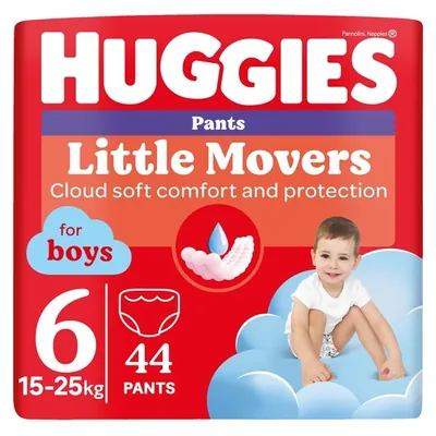 Підгузки-трусики Huggies Pants Little Movers для хлопчиків розмір 6, 15-25 кг, 44 шт