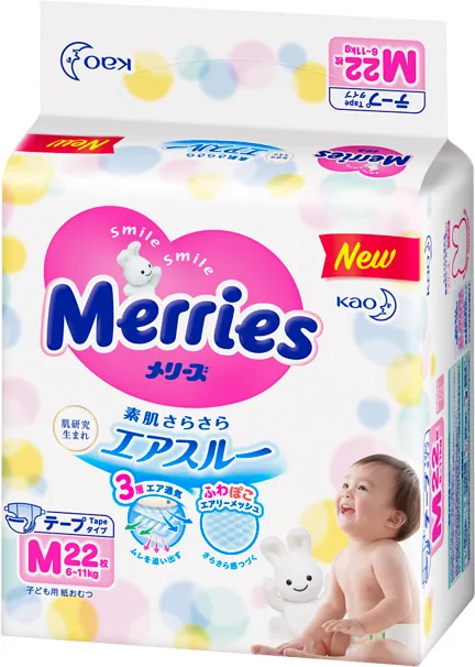 Підгузники Merries, розмір М, 6-11 кг, 22 шт