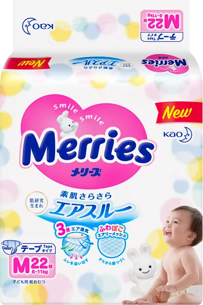 Підгузники Merries, розмір М, 6-11 кг, 22 шт