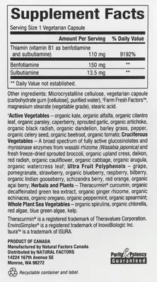 Бенфотіамін і сульбутіамін Natural Factors BioCoenzymated Benfotiamine вег.капсули №30