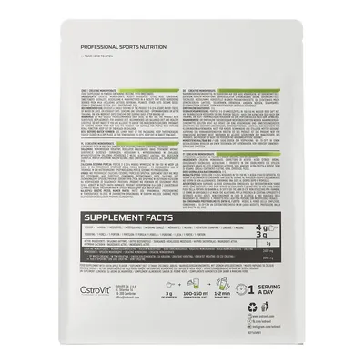 Креатин моногідрат OstroVit Creatine Monohydrate зелене яблуко, 500 г