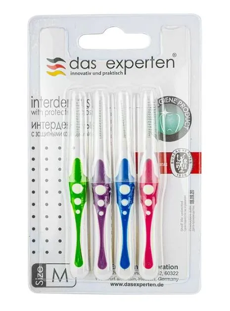 Набір щіток для брекетів Das Experten Interdental, розмір M, з ковпачком, 4 шт