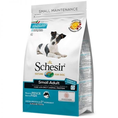 Корм сухой монопротеиновый Schesir Dog Small Adult Fish для взрослых собак малых пород с рыбой, 800 г