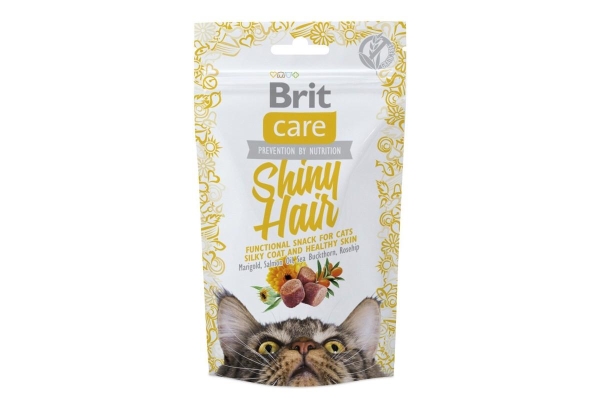 Лакомство для котов Brit Shiny Hair с лососем, 50 г