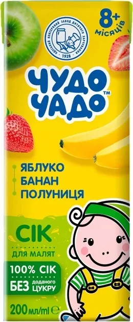 Сік Чудо-Чадо яблуко-банан-полуниця, 200 мл