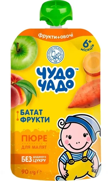 Пюре фруктово-овочеве Чудо-Чадо батат-фрукти, 90 г