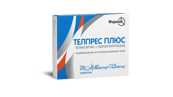Телпрес плюс таблетки по 40 мг/12.5 мг №28 (14х2)