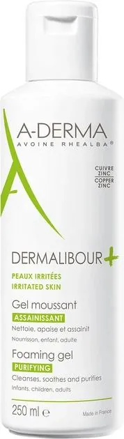 Гель A-Derma Dermalibour+ антибактеріальний для очищення пошкодженої шкіри обличчя та тіла, 250 мл