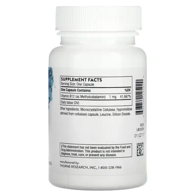 Метилкобаламін Thorne Research Methylcobalamin 1000 мкг капсули №60