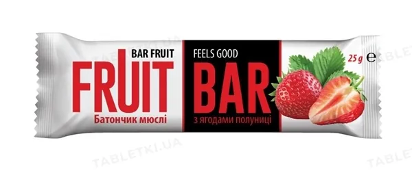 Батончик-мюслі Fuit Bar Feels Good з ягодами полуниці, 25 г