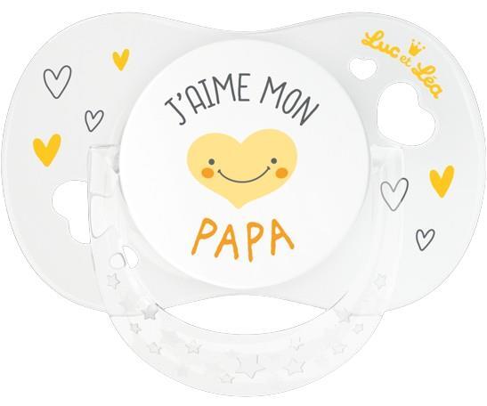 Пустышка силиконовая Luc et Lea J’aime mon papa симметричная 0-6 месяцев, 1 шт