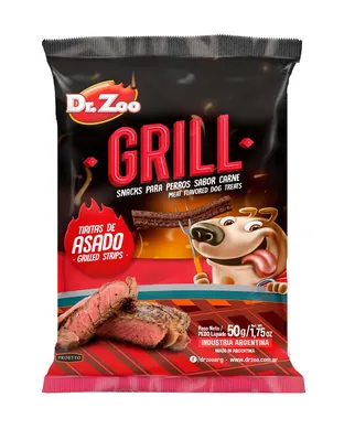 Ласощі для собак Dr.Zoo Grill Жувальні смужки зі смаком м’яса на грилі, 50 г