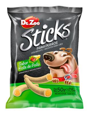 Лакомство для собак Dr.Zoo Sticks Палочки со вкусом куриных рулетиков, 50 г