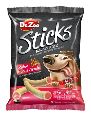 Ласощі для собак Dr.Zoo Sticks Палички зі смаком м’яса на грилі, 50 г