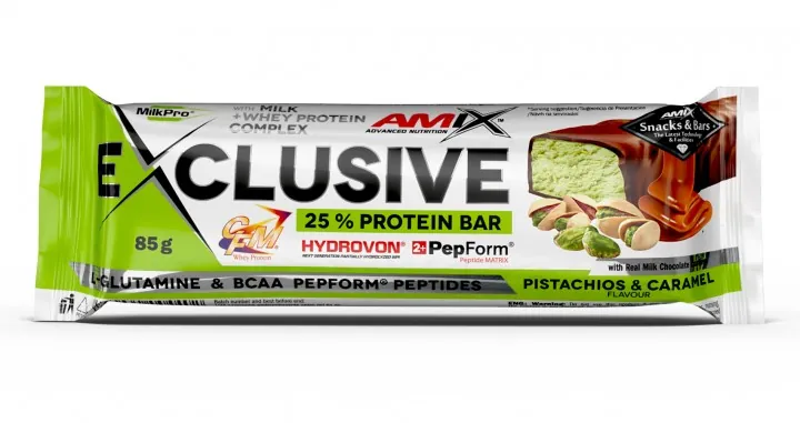 Батончик протеїновий Amix Nutrition Exclusive Protein Bar фісташки-карамель, 85 г 1/12