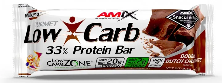 Батончик протеїновий Amix Nutrition Low-Carb 33% Protein Bar подвійний голландський шоколад, 60 г 1/15