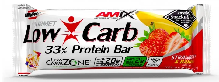 Батончик протеїновий Amix Nutrition Low-Carb 33% Protein Bar полуниця-банан, 60 г 1/15