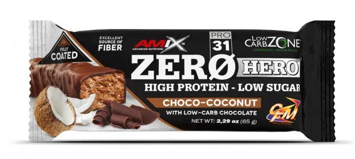 Батончик протеїновий Amix Nutrition Low-Carb Zone ZeroHero шоко-кокос, 65 г 1/15
