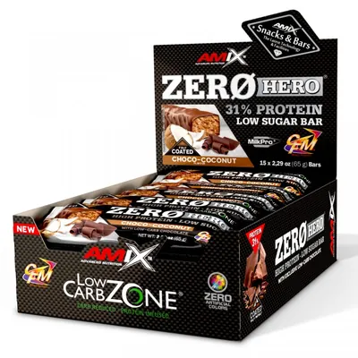 Батончик протеїновий Amix Nutrition Low-Carb Zone ZeroHero шоко-кокос, 65 г 1/15