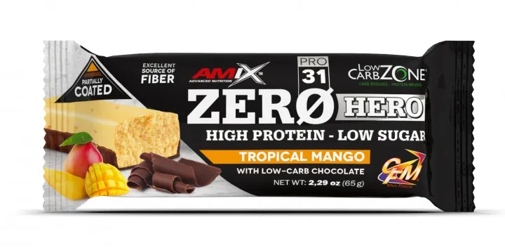 Батончик протеїновий Amix Nutrition Low-Carb Zone ZeroHero тропічний манго, 65 г 1/15