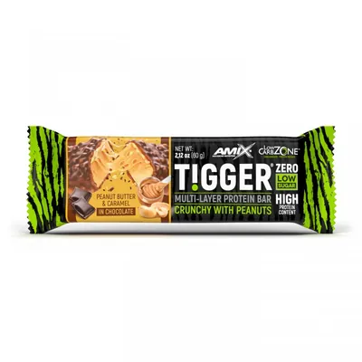 Батончик протеїновий Amix Nutrition Tigger Zero Multi-Layer Protein Bar арахісова паста і карамель, 60 г 1/20