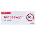 Аторвакор таблетки, в/плів. обол. по 20 мг №30 (10х3)