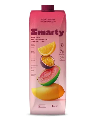 Нектар Smarty мультифруктовий з м'якоттю, 1 л