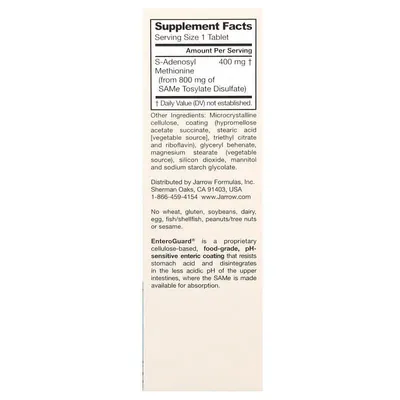 Аденозилметіонін Jarrow Formulas Sam-e (S-Adenosyl-L-Methionine) 400 мг, 30 таблеток