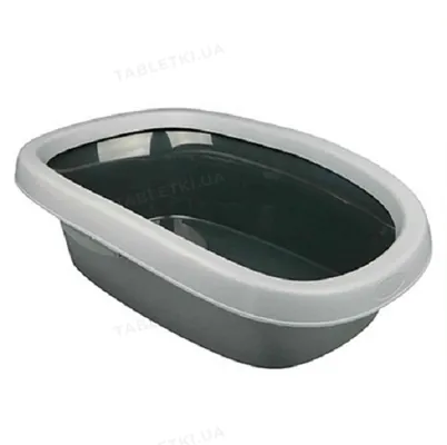 Туалет для кішок Trixie 40121 Carlo пластиковий з рамкою, сірий 38х17х58см