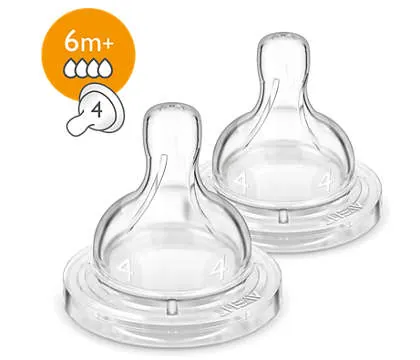 Соска силіконова Philips Avent Classic+ SCF634/27, 4 отвори, від 6 місяців, 2 шт