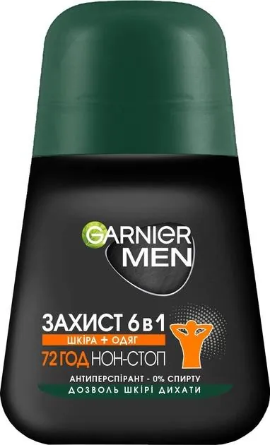 Дезодорант-антиперспірант кульковий Garnier Men Захист 6в1 72h, 50 мл