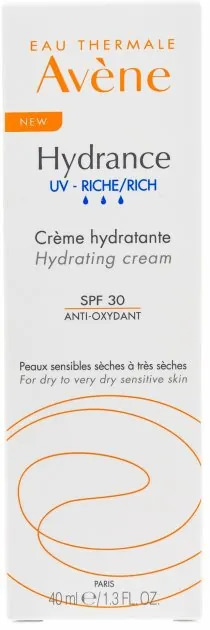 Крем для обличчя Avene Hydrance Rich SPF30 насичений зволожуючий для сухої і дуже сухої шкіри, 40 мл
