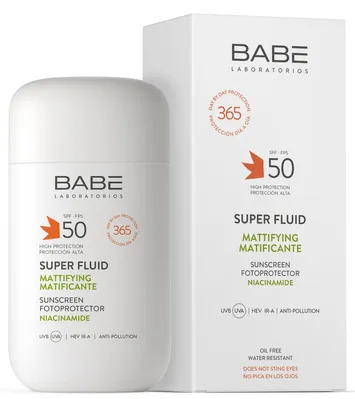 Сонцезахисний супер флюїд Babe Laboratorios SPF50 матуючий для всіх типів шкіри, 50 мл